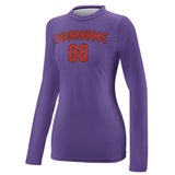 Custom Light Purple Orange Red Women's Long-Sleeve Shirt