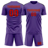 Custom Light Purple Orange Red Soccer Jersey