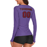 Custom Light Purple Crimson Red Women's Long-Sleeve Shirt