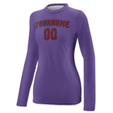 Custom Light Purple Crimson Red Women's Long-Sleeve Shirt