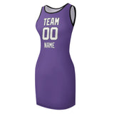 Custom Light Purple White Sleeveless Vest Dress