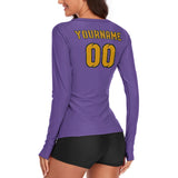 Custom Light Purple Yellow Women's Long-Sleeve Shirt