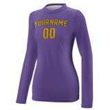 Custom Light Purple Yellow Women's Long-Sleeve Shirt