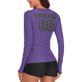 Custom Light Purple Dark Grey Women's Long-Sleeve Shirt