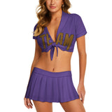 Custom Light Purple Khaki Cheerleading Uniform Set
