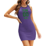 Custom Light Purple Emerald Green Sleeveless Vest Dress