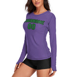 Custom Light Purple Emerald Green Women's Long-Sleeve Shirt
