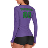 Custom Light Purple Emerald Green Women's Long-Sleeve Shirt