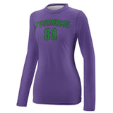 Custom Light Purple Emerald Green Women's Long-Sleeve Shirt