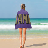 Custom Light Purple Light Khaki Beach Towel