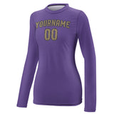 Custom Light Purple Light Khaki Women's Long-Sleeve Shirt