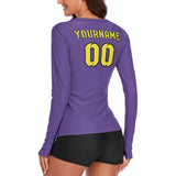 Custom Light Purple Light Yellow Women's Long-Sleeve Shirt
