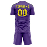 Custom Light Purple Light Yellow Soccer Jersey