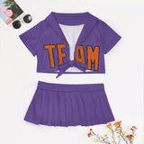 Custom Light Purple Orange Cheerleading Uniform Set