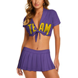 Custom Light Purple Gold Cheerleading Uniform Set