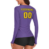 Custom Light Purple Gold Women's Long-Sleeve Shirt