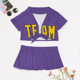 Custom Light Purple Gold Cheerleading Uniform Set