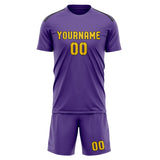 Custom Light Purple Gold Soccer Jersey