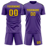 Custom Light Purple Gold Soccer Jersey