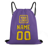 Custom Light Purple Gold Drawstring Bag