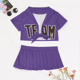 Custom Light Purple Brown Cheerleading Uniform Set