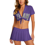 Custom Light Purple Gray Cheerleading Uniform Set