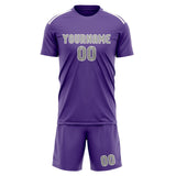 Custom Light Purple Gray Soccer Jersey