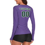 Custom Light Purple Green Women's Long-Sleeve Shirt