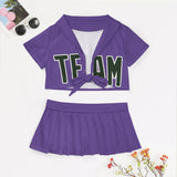 Custom Light Purple Dark Green Cheerleading Uniform Set