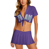 Custom Light Purple Light Blue Cheerleading Uniform Set
