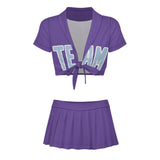 Custom Light Purple Light Blue Cheerleading Uniform Set