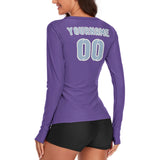 Custom Light Purple Light Blue Women's Long-Sleeve Shirt