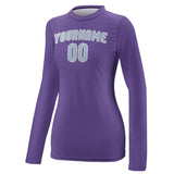 Custom Light Purple Light Blue Women's Long-Sleeve Shirt