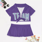 Custom Light Purple Light Blue Cheerleading Uniform Set