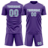Custom Light Purple Light Blue Soccer Jersey