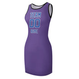 Custom Light Purple Sky Blue Sleeveless Vest Dress