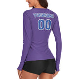 Custom Light Purple Sky Blue Women's Long-Sleeve Shirt