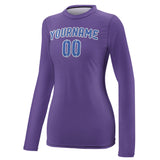 Custom Light Purple Sky Blue Women's Long-Sleeve Shirt