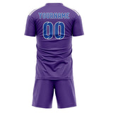 Custom Light Purple Sky Blue Soccer Jersey