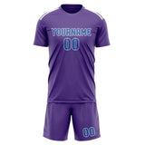 Custom Light Purple Sky Blue Soccer Jersey