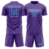 Custom Light Purple Sky Blue Soccer Jersey