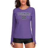Custom Light Purple Navy Women's Long-Sleeve Shirt