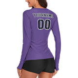 Custom Light Purple Navy Women's Long-Sleeve Shirt