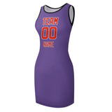 Custom Light Purple Orange Red Sleeveless Vest Dress