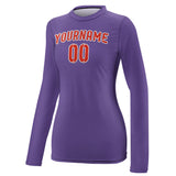 Custom Light Purple Orange Red Women's Long-Sleeve Shirt