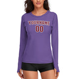 Custom Light Purple Crimson Red Women's Long-Sleeve Shirt