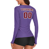 Custom Light Purple Crimson Red Women's Long-Sleeve Shirt