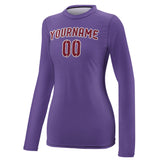 Custom Light Purple Crimson Red Women's Long-Sleeve Shirt