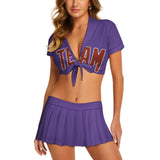 Custom Light Purple Coral Red Cheerleading Uniform Set