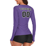 Custom Light Purple Black Women's Long-Sleeve Shirt